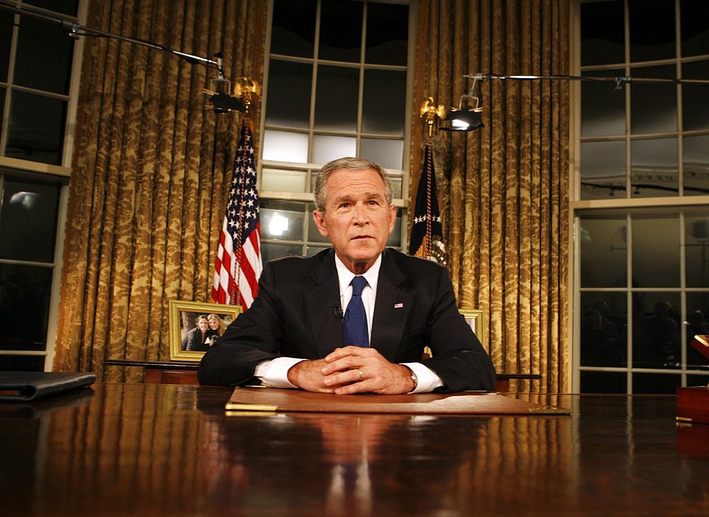 President George W. Bush addresses the nation about the Iraq war. (Getty)