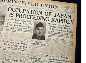 An old Springfield Union front page reports on the U.S. occupation of Japan, 1945. (World War II Museum)