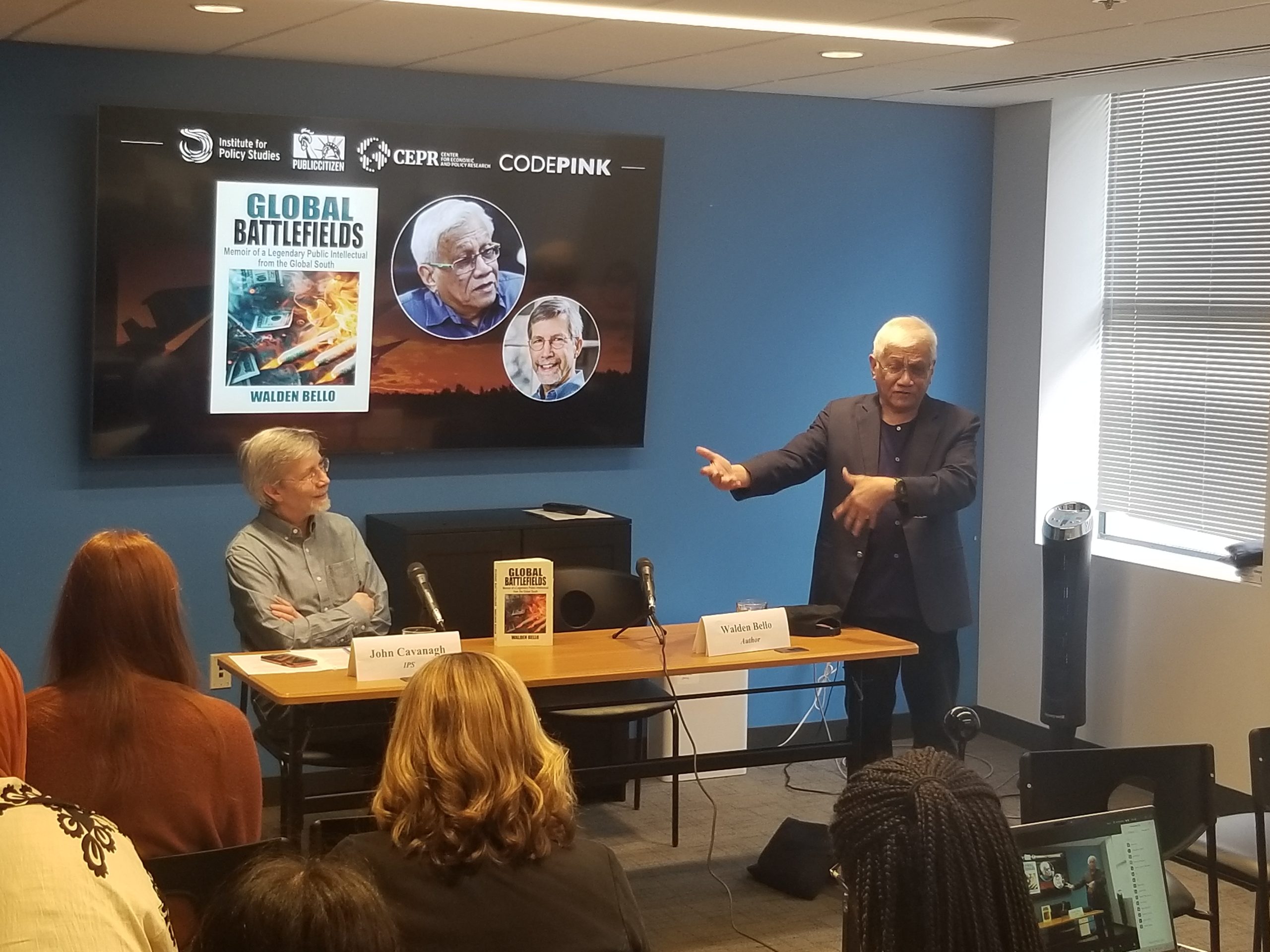 Walden Bello talks about his book "Global Battlefields" at the Institute for Policy Studies. (Photo by Netfa Freeman, IPS)
